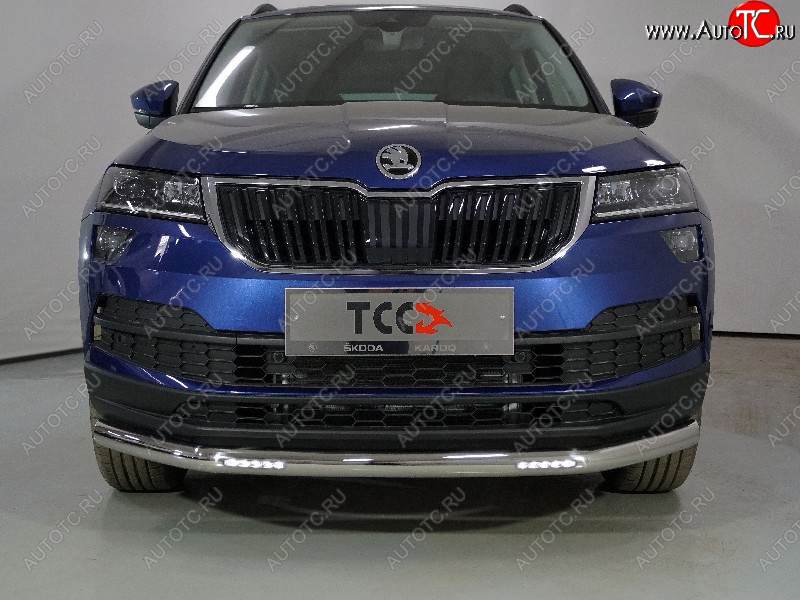 34 799 р. Защита переднего бампера нижняя с ДХО 60,3 мм ТСС Тюнинг  Skoda Karoq  NU7 (2020-2025) рестайлинг (нержавейка)  с доставкой в г. Майкоп
