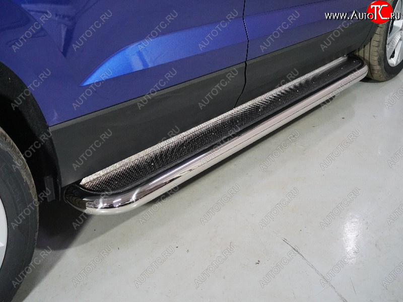 41 749 р. Пороги с площадкой 60,3 мм ТСС Тюнинг  Skoda Karoq  NU7 (2020-2025) рестайлинг (нержавейка)  с доставкой в г. Майкоп