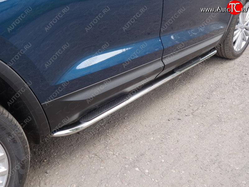 31 399 р. Пороги овальные гнутые с накладкой 75х42 мм ТСС Тюнинг  Skoda Kodiaq  NU7 (2017-2021) дорестайлинг (серые)  с доставкой в г. Майкоп