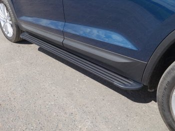 Пороги алюминиевые, ТСС Тюнинг Skoda Kodiaq  NU7 (2017-2021) дорестайлинг (Slim Line Black)