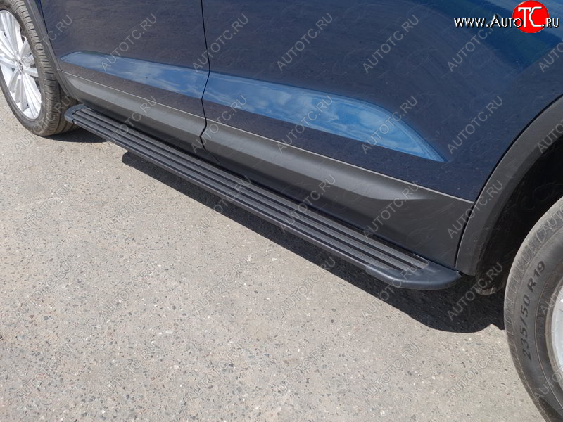 21 999 р. Пороги алюминиевые, ТСС Тюнинг  Skoda Kodiaq  NU7 (2017-2021) дорестайлинг (Slim Line Black)  с доставкой в г. Майкоп