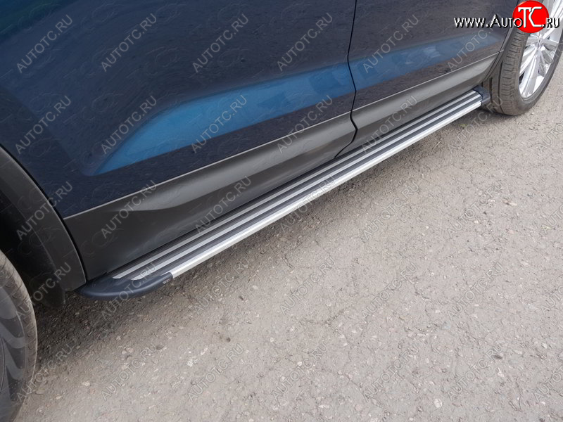 20 599 р. Пороги алюминиевые, ТСС Тюнинг  Skoda Kodiaq  NU7 (2017-2021) дорестайлинг (Slim Line Silver)  с доставкой в г. Майкоп