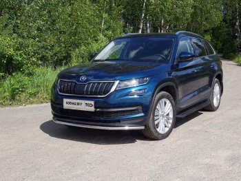 Защита переднего бампера нижняя d42,4 мм ТСС Тюнинг Skoda Kodiaq  NU7 (2017-2021) дорестайлинг (нержавейка)