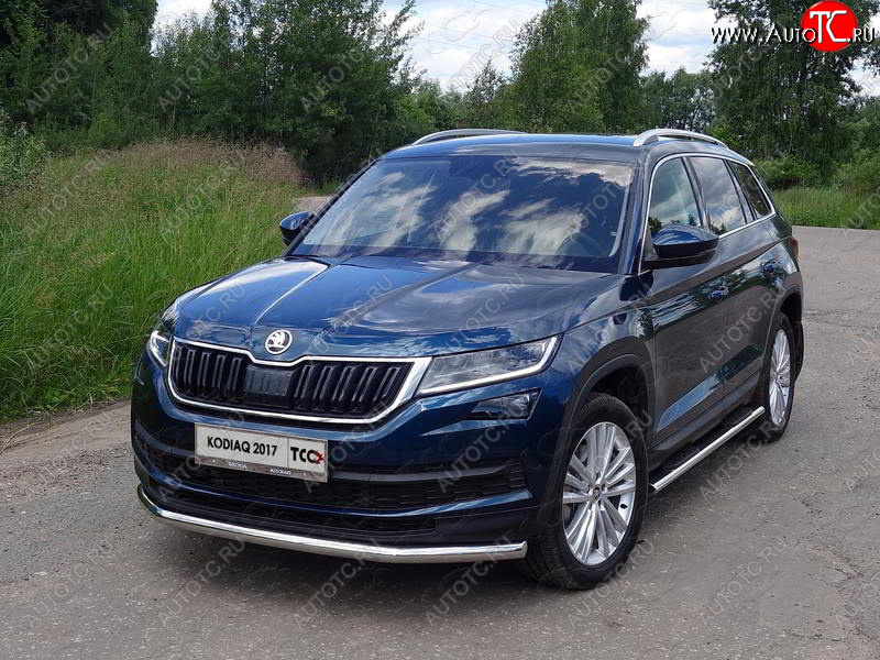17 649 р. Защита переднего бампера нижняя d60,3 мм ТСС Тюнинг Skoda Kodiaq NU7 дорестайлинг (2017-2021) (нержавейка)  с доставкой в г. Майкоп