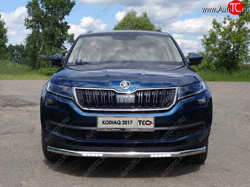 34 999 р. Защита переднего бампера нижняя с ДХО 60,3 мм ТСС Тюнинг Skoda Kodiaq NU7 дорестайлинг (2017-2021) (нержавейка)  с доставкой в г. Майкоп