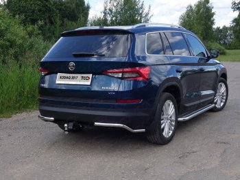Защита заднего бампера (уголки, d42,4 мм) TCC Skoda Kodiaq  NU7 (2017-2021) дорестайлинг