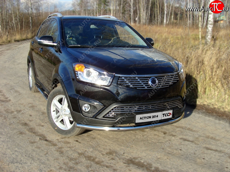 18 999 р. Защита переднего бампера нижняя d60,3 мм ТСС Тюнинг  SSANGYONG Actyon (2013-2021) рестайлинг (нержавейка)  с доставкой в г. Майкоп
