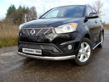 Защита переднего бампера нижняя овальная 75х42 мм ТСС Тюнинг SSANGYONG Actyon рестайлинг (2013-2021) (нержавейка)