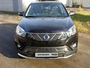 Нижняя декоративная вставка в бампер ТСС Тюнинг SSANGYONG Actyon рестайлинг (2013-2021) (d 12 мм)