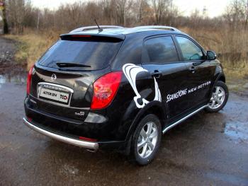 Защита заднего бампера (центральная) d 75*42 мм ТСС Тюнинг SSANGYONG Actyon (2013-2021) рестайлинг (нержавейка)