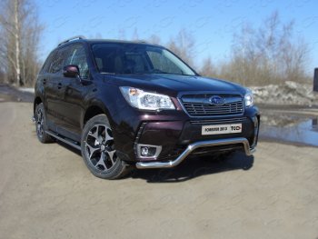 Защита переднего бампера кенгурин 60,3 мм ТСС Тюнинг Subaru Forester SJ дорестайлинг (2012-2016) (нержавейка)