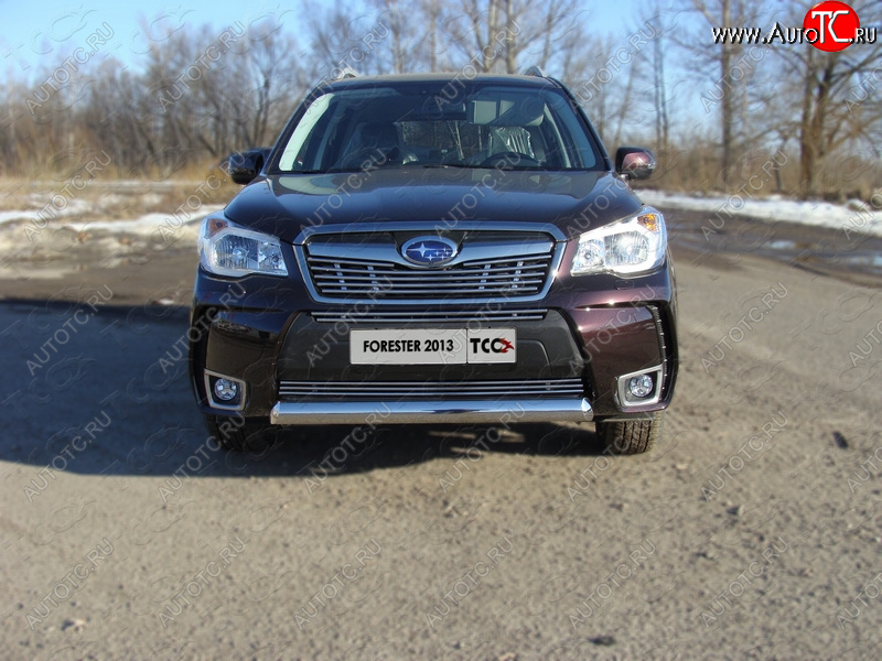 4 299 р. Нижняя декоративная вставка в бампер (спорт) ТСС Тюнинг  Subaru Forester  SJ (2012-2016) дорестайлинг (d 12 мм)  с доставкой в г. Майкоп