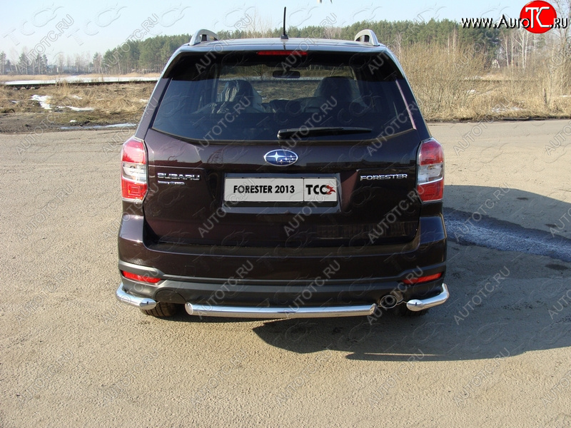 14 699 р. Защита задняя (центральная нержавейка 60,3 мм) ТСС Тюнинг  Subaru Forester  SJ (2012-2016) дорестайлинг  с доставкой в г. Майкоп