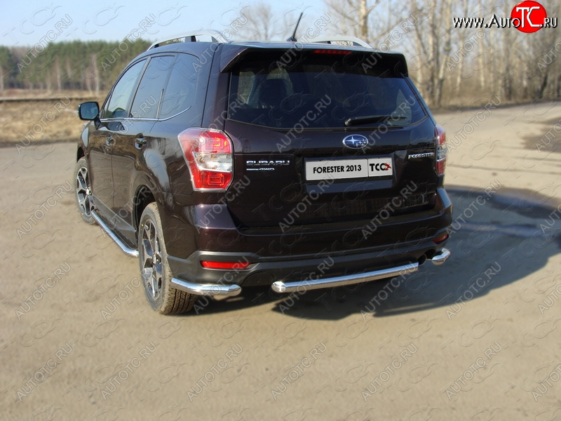 17 649 р. Защита заднего бампера (уголки, d60,3 мм) TCC Subaru Forester SJ дорестайлинг (2012-2016)  с доставкой в г. Майкоп