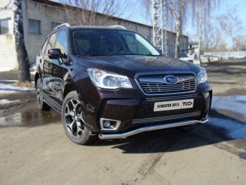 Защита переднего бампера нижняя d60,3 мм ТСС Тюнинг Subaru Forester SJ дорестайлинг (2012-2016) (нержавейка)