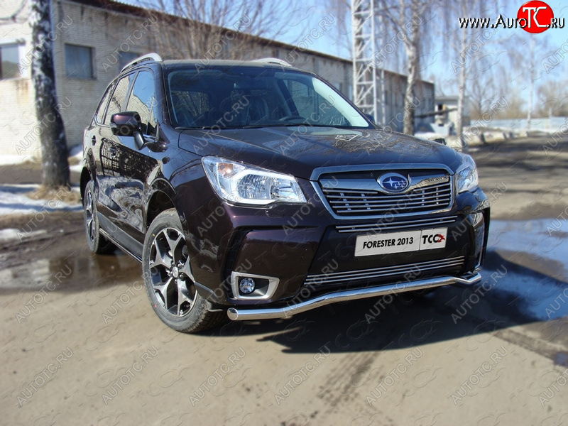 20 599 р. Защита переднего бампера нижняя d60,3 мм ТСС Тюнинг  Subaru Forester  SJ (2012-2016) дорестайлинг (нержавейка)  с доставкой в г. Майкоп