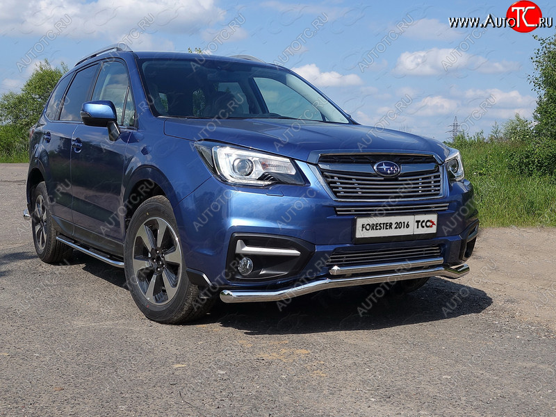4 299 р. Нижняя декоративная вставка в бампер ТСС Тюнинг Subaru Forester SJ рестайлинг (2016-2019) (d 12 мм)  с доставкой в г. Майкоп
