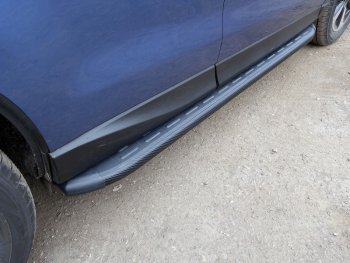Пороги алюминиевые с пластиковой накладкой ТСС Тюнинг Subaru Forester  SJ (2016-2019) рестайлинг (карбон черные)