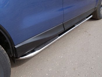 Пороги овальные гнутые с накладкой 75х42 мм ТСС Тюнинг Subaru Forester  SJ (2016-2019) рестайлинг (серые)