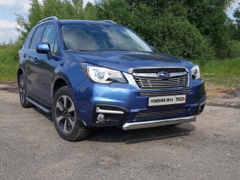 Защита переднего бампера овальная короткая 75х42 мм ТСС тюнинг Subaru Forester  SJ (2016-2019) рестайлинг (нержвавейка)