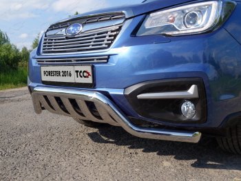 Защита переднего бампера кенгурин с вставкой 60,3*75 мм ТСС Тюнинг Subaru Forester  SJ (2016-2019) рестайлинг (нержавейка)