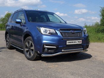 Защита переднего бампера нижняя двойная 60,3*42,4 мм ТСС Тюнинг Subaru Forester  SJ (2016-2019) рестайлинг (нержавейка)