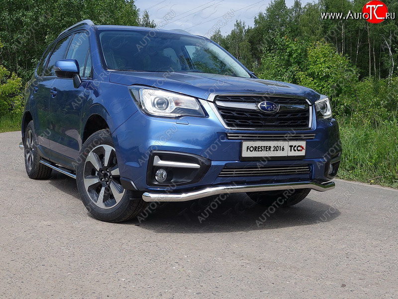 20 599 р. Защита переднего бампера нижняя d60,3 мм ТСС Тюнинг  Subaru Forester  SJ (2016-2019) рестайлинг (нрежавейка)  с доставкой в г. Майкоп