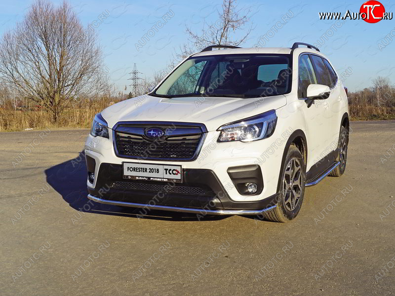 20 599 р. Защита переднего бампера нижняя d42,4 мм ТСС Тюнинг  Subaru Forester  SK/S14 (2018-2021) дорестайлинг (нержавейка)  с доставкой в г. Майкоп