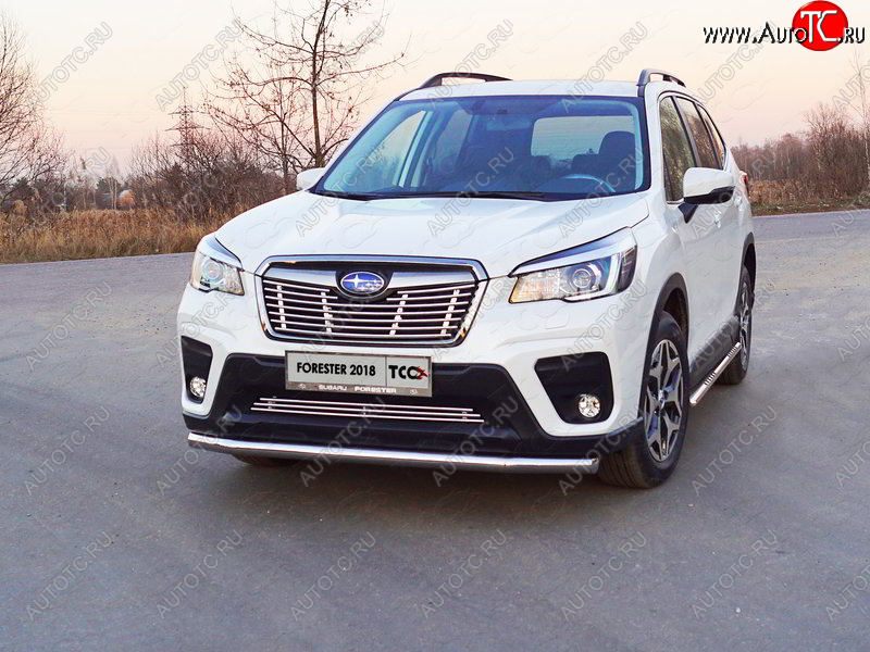 21 999 р. Защита переднего бампера нижняя d60,3 мм ТСС Тюнинг  Subaru Forester  SK/S14 (2018-2021) дорестайлинг (нержавейка)  с доставкой в г. Майкоп