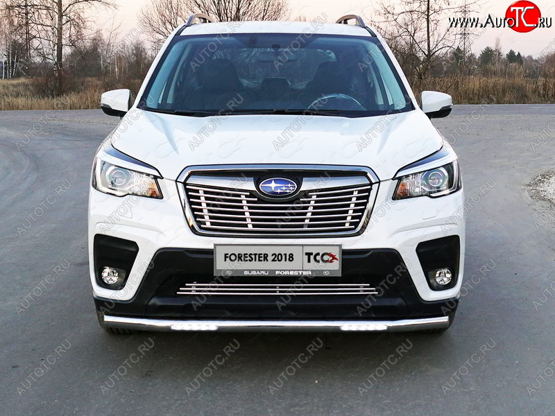 39 749 р. Защита переднего бампера нижняя с ДХО 60,3 мм ТСС Тюнинг  Subaru Forester  SK/S14 (2018-2021) дорестайлинг (нержавейка)  с доставкой в г. Майкоп