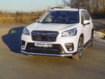 Защита переднего бампера нижняя овальная 75х42 мм ТСС Тюнинг Subaru Forester  SK/S14 (2018-2021) дорестайлинг (нержавейка)