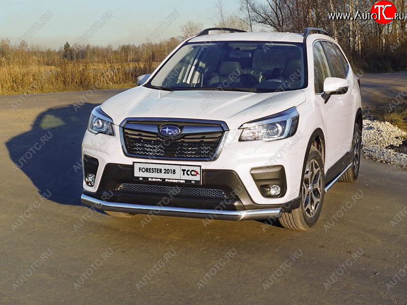 25 499 р. Защита переднего бампера нижняя овальная 75х42 мм ТСС Тюнинг  Subaru Forester  SK/S14 (2018-2021) дорестайлинг (нержавейка)  с доставкой в г. Майкоп