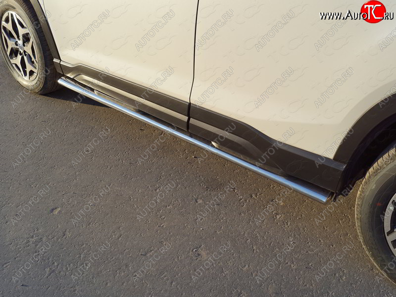 40 799 р. Пороги овальные с накладкой 120х60 мм ТСС Тюнинг  Subaru Forester  SK/S14 (2018-2021) дорестайлинг (серые)  с доставкой в г. Майкоп