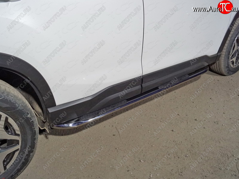 35 999 р. Пороги овальные гнутые с накладкой 75х42 мм ТСС Тюнинг  Subaru Forester  SK/S14 (2018-2021) дорестайлинг (серые)  с доставкой в г. Майкоп