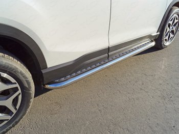 Пороги с площадкой 60,3 мм ТСС Тюнинг Subaru Forester  SK/S14 (2018-2021) дорестайлинг (серые)