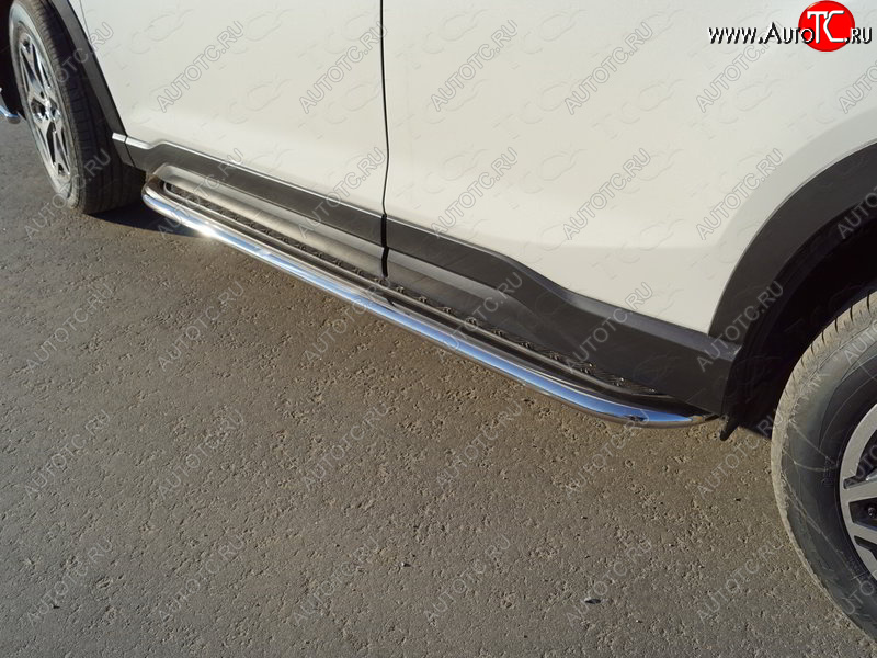 44 999 р. Пороги с площадкой 75х42 мм ТСС Тюнинг  Subaru Forester  SK/S14 (2018-2021) дорестайлинг (серые)  с доставкой в г. Майкоп