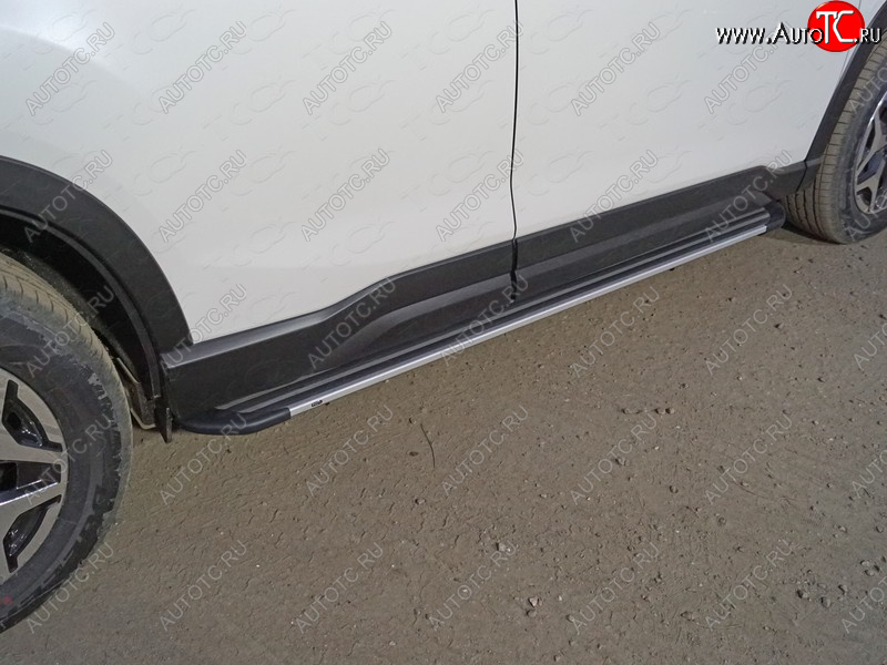 20 599 р. Пороги алюминиевые Slim Line ТСС Тюнинг  Subaru Forester  SK/S14 (2018-2021) дорестайлинг (Silver)  с доставкой в г. Майкоп