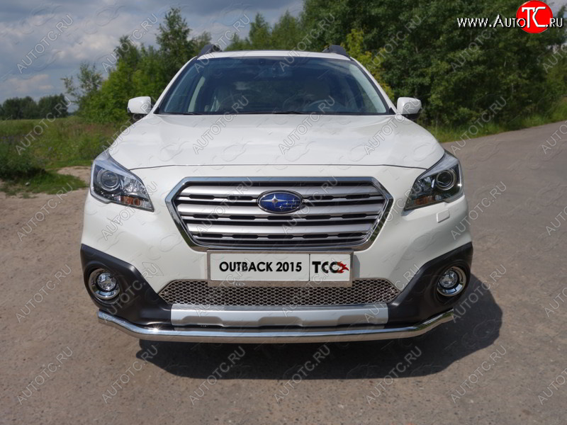 18 999 р. Защита переднего бампера нижняя d60,3 мм ТСС Тюнинг  Subaru Outback  BS/B15 (2014-2018) дорестайлинг универсал (нержавейка)  с доставкой в г. Майкоп