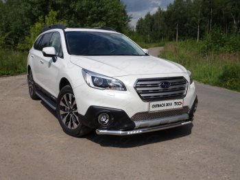 Защита переднего бампера нижняя с ДХО 60,3 мм ТСС Тюнинг Subaru Outback  BS/B15 (2014-2018) дорестайлинг универсал (нержавейка)