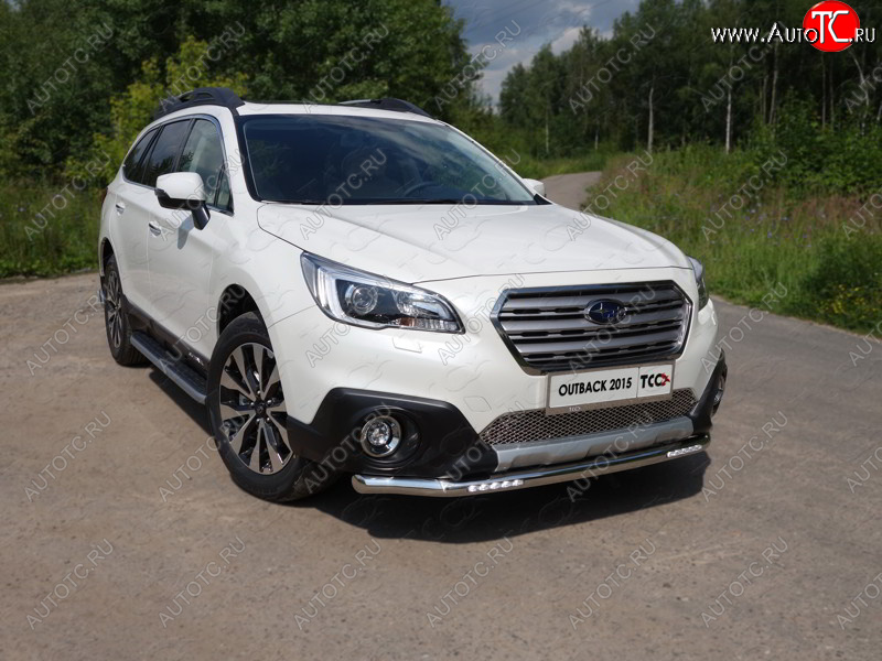 37 999 р. Защита переднего бампера нижняя с ДХО 60,3 мм ТСС Тюнинг  Subaru Outback  BS/B15 (2014-2018) дорестайлинг универсал (нержавейка)  с доставкой в г. Майкоп