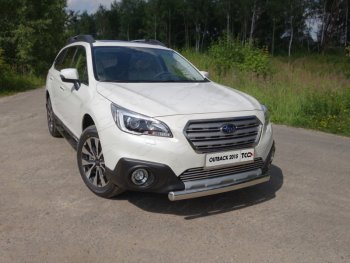 Защита переднего бампера нижняя овальная 75х42 мм ТСС Тюнинг Subaru Outback  BS/B15 (2014-2018) дорестайлинг универсал (нержавейка)
