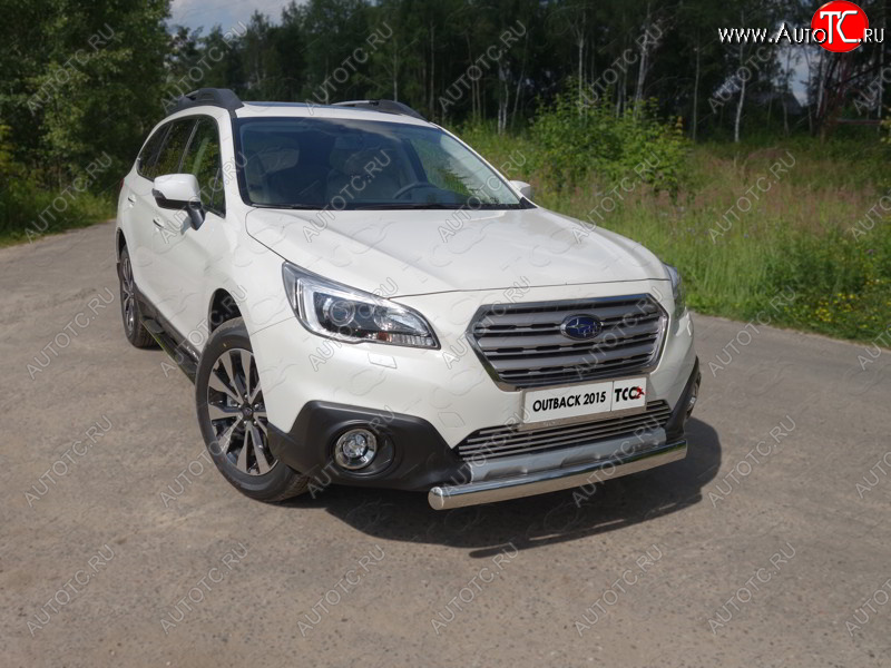 14 349 р. Защита переднего бампера нижняя овальная 75х42 мм ТСС Тюнинг  Subaru Outback  BS/B15 (2014-2018) дорестайлинг универсал (нержавейка)  с доставкой в г. Майкоп