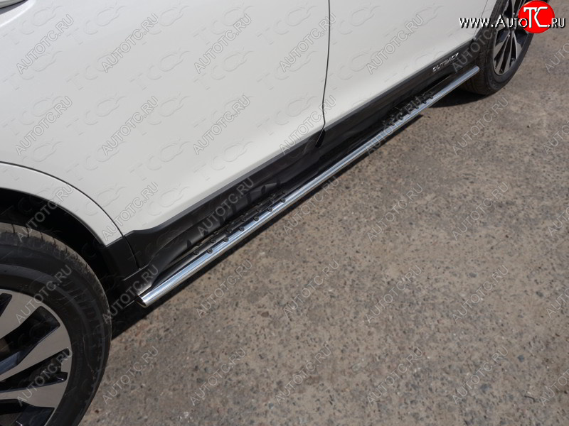 31 399 р. Пороги овальные с проступью 75х42 мм ТСС Тюнинг Subaru Outback BS/B15 дорестайлинг универсал (2014-2018) (серые)  с доставкой в г. Майкоп