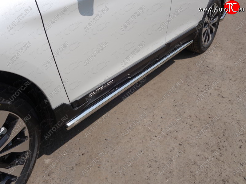 21 599 р. Защита порогов труба d60,3 мм ТСС Тюнинг Subaru Outback BS/B15 рестайлинг универсал (2017-2021) (серые)  с доставкой в г. Майкоп