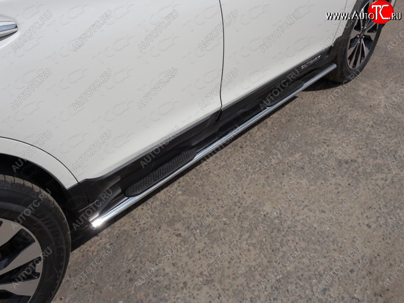 29 749 р. Пороги овальные с накладкой укороченные 75х42 мм ТСС Тюнинг Subaru Outback BS/B15 дорестайлинг универсал (2014-2018) (серые)  с доставкой в г. Майкоп