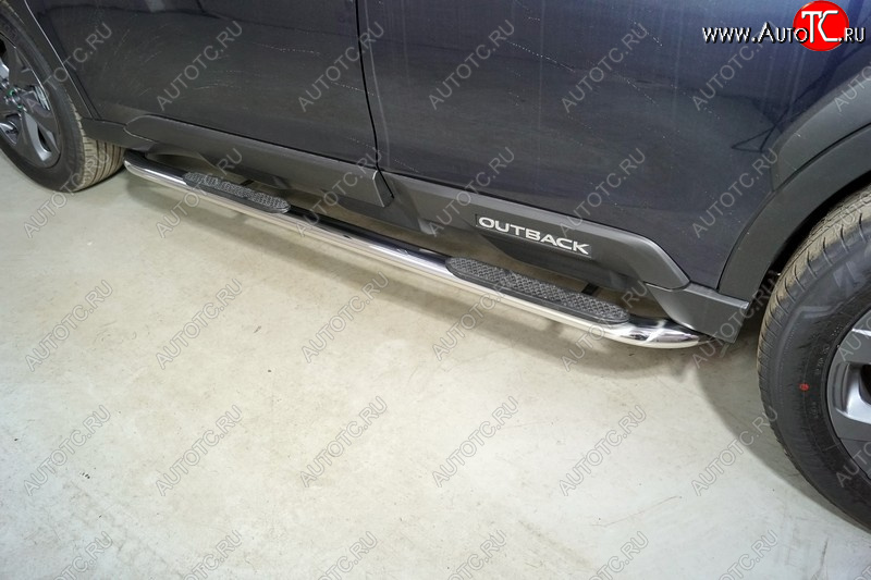 33 799 р. Пороги овальные гнутые с накладкой 75х42 мм ТСС Тюнинг  Subaru Outback  BT (2019-2025) универсал (серые)  с доставкой в г. Майкоп