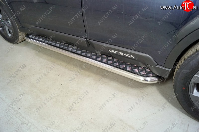 34 799 р. Пороги с площадкой 60,3 мм ТСС Тюнинг  Subaru Outback  BT (2019-2025) универсал (серые)  с доставкой в г. Майкоп