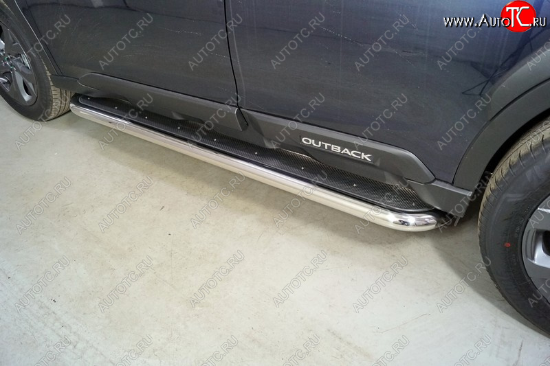 42 999 р. Пороги с площадкой 60,3 мм ТСС Тюнинг  Subaru Forester  SK/S14 (2021-2022) рестайлинг (нержавейка)  с доставкой в г. Майкоп