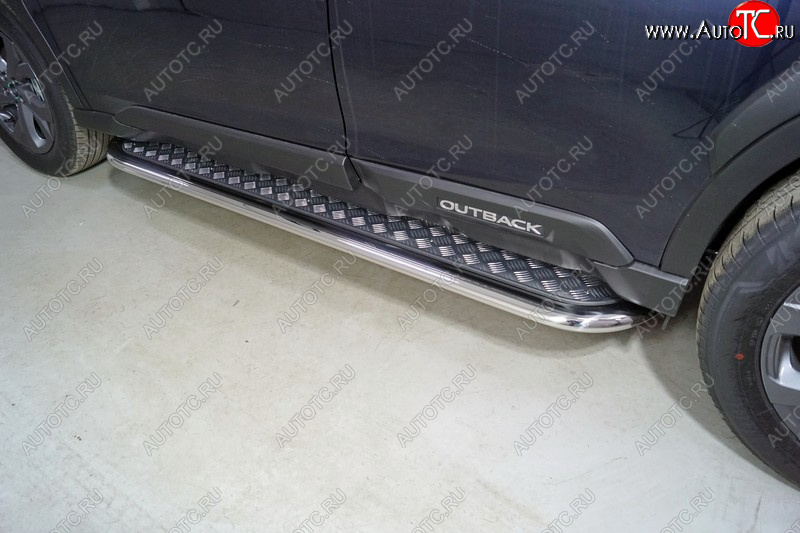 41 999 р. Пороги с площадкой 75х42 мм ТСС Тюнинг  Subaru Outback  BT (2019-2025) универсал (серые)  с доставкой в г. Майкоп