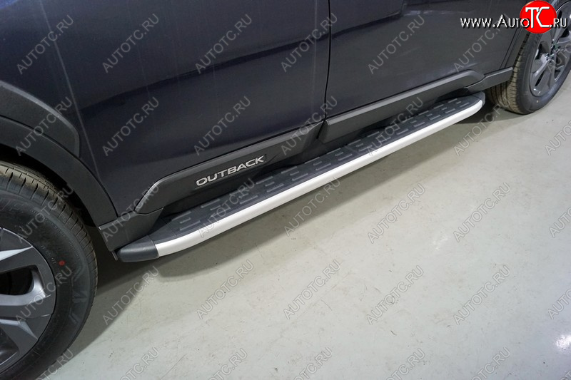 20 599 р. Пороги алюминиевые с пластиковой накладкой ТСС Тюнинг  Subaru Outback  BT (2019-2025) универсал (серые)  с доставкой в г. Майкоп